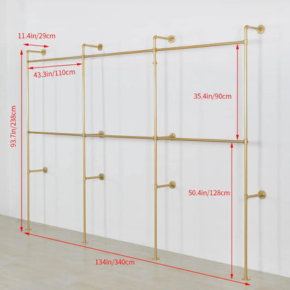 Wall Mounted  Pipe Clothing Garment racks.