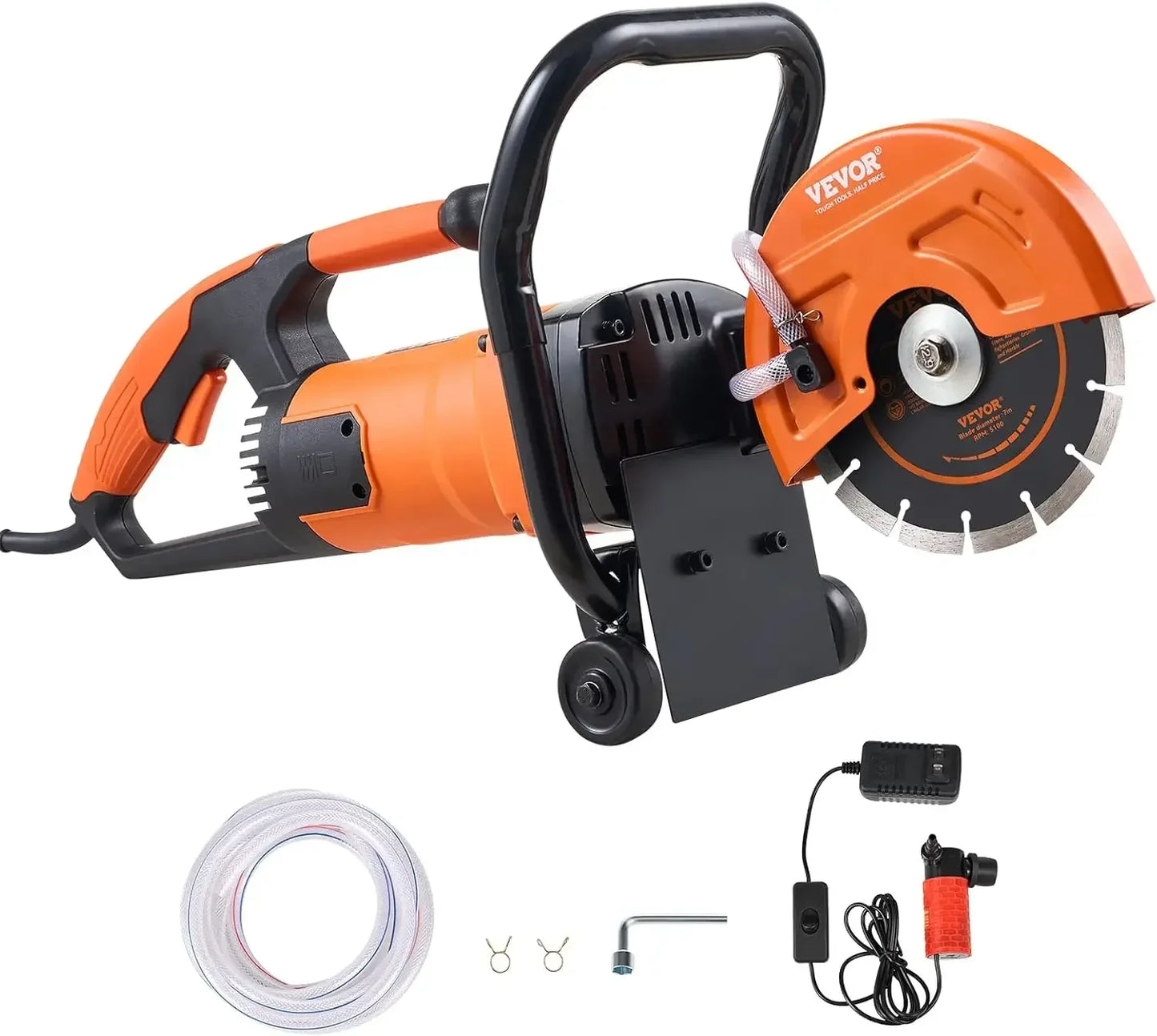 Electric Concrete Saw, 7 in Circular Saw High Power with Max.2.5 Depth, Wet/Dry