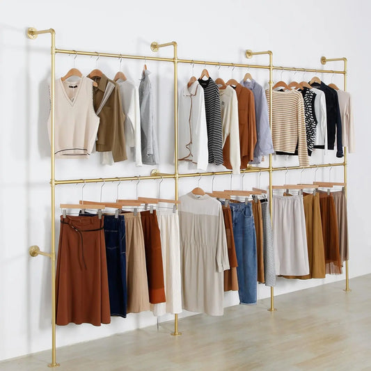 Wall Mounted  Pipe Clothing Garment racks.