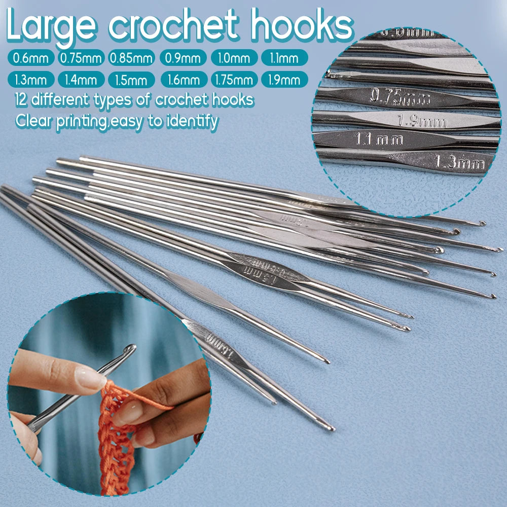 Knitting Crochet Hook Set , Sewing Tools , Large Eye Needles