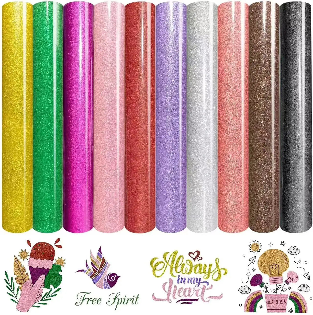 Heat transfer glitter vinyl 12×10 inch 1 sheet transfer