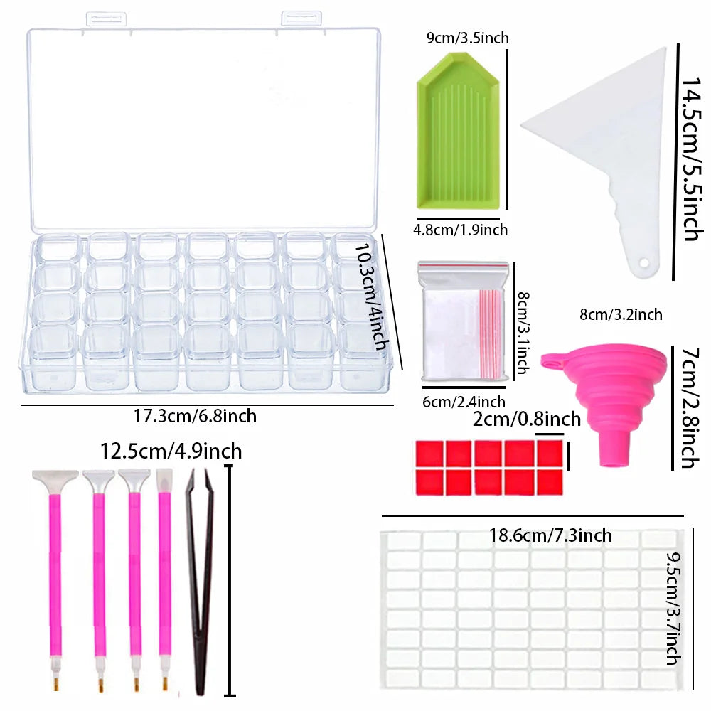 28 Grid Storage Box, Sticker Pen Accessories Container