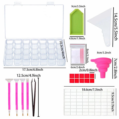 28 Grid Storage Box, Sticker Pen Accessories Container